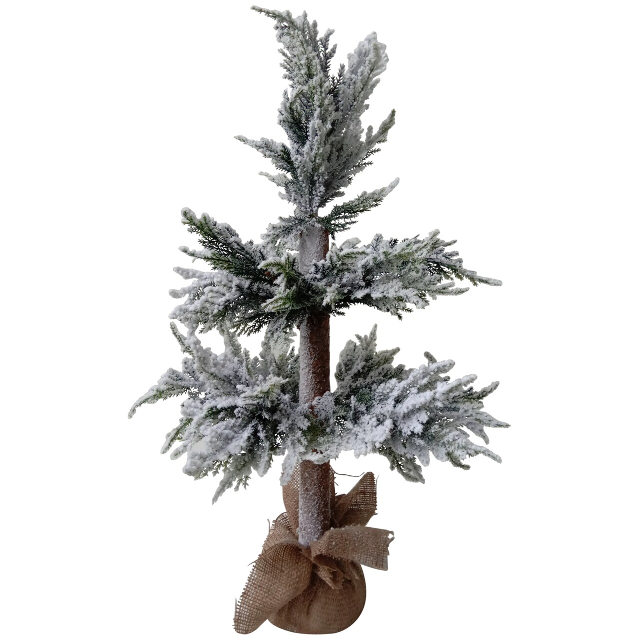Northlight Heavily Flocked Pine Christmas Tree in Natural Jute Base - 27.5"